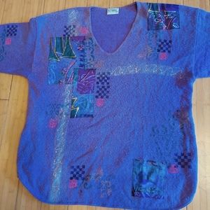 V.c.torias handpainted ooak slouch sweater regal purple and lilac os